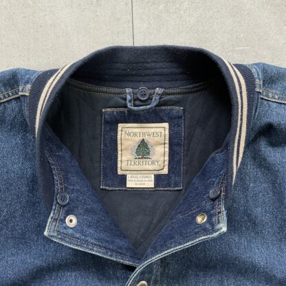 1990s Two Tone Denim College Bomber Jacket - Image 2