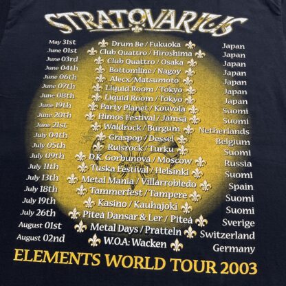2003 Stratovarius Elements World Tour T-Shirt - Image 4