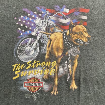 1988 Harley Davidson The Strong Survive 3D Emblem T-Shirt - Image 2