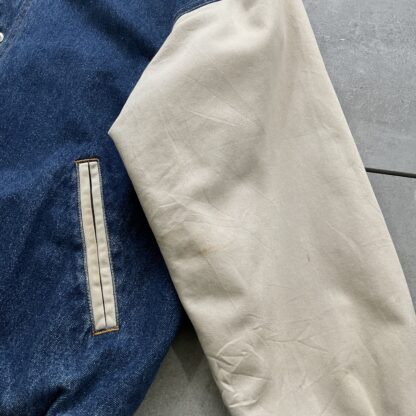 1990s Two Tone Denim College Bomber Jacket - Image 3