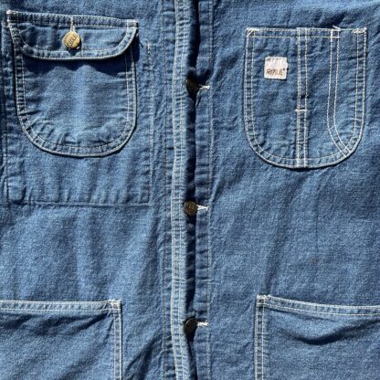 1990s Rifle Denim Chore Coat Jacket - Image 3