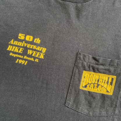 1991 Boothill Saloon Bike Week Pocket T-Shirt - Image 4