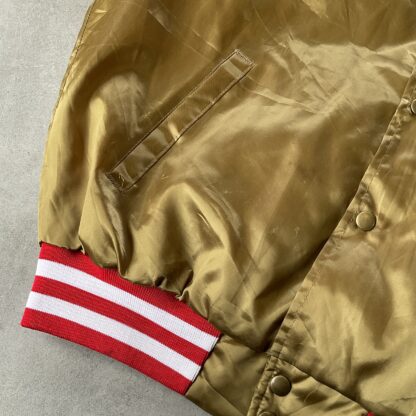 1990s San Francisco 49er Gold Satin Bomber Jacket - Image 2