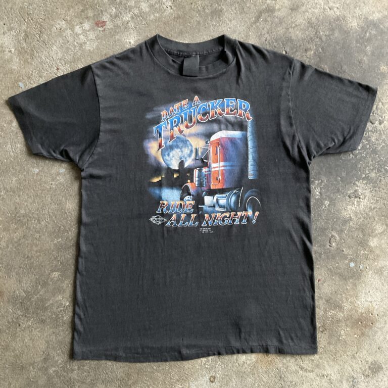 1988 Date A Trucker Ride All Night 3D Emblem T-Shirt