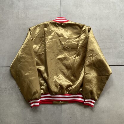 1990s San Francisco 49er Gold Satin Bomber Jacket - Image 3