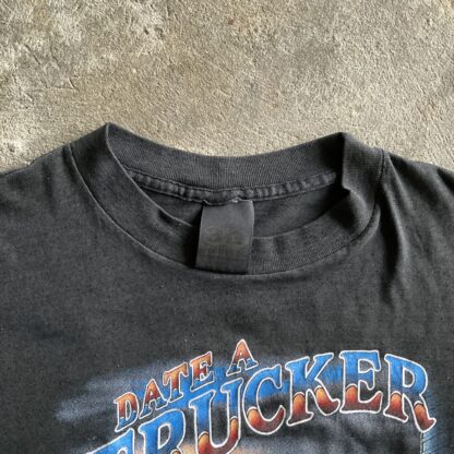 1988 Date A Trucker Ride All Night 3D Emblem T-Shirt - Image 3