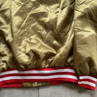 1990s San Francisco 49er Gold Satin Bomber Jacket - Image 5