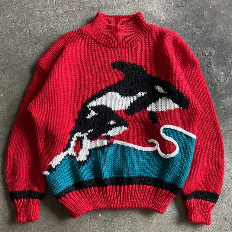 1980s Killer Whale Hand Knitted Sweater