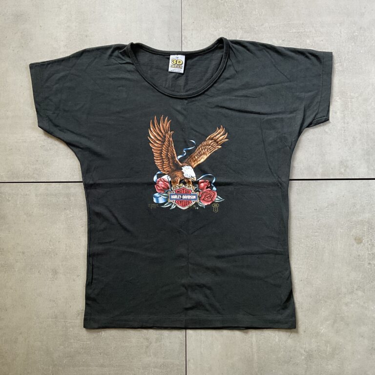 1988 3D Emblem Harley Davidson Eagle Roses Woman Top