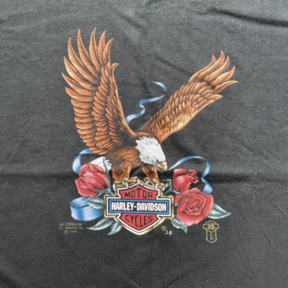 1988 3D Emblem Harley Davidson Eagle Roses Woman Top - Image 2
