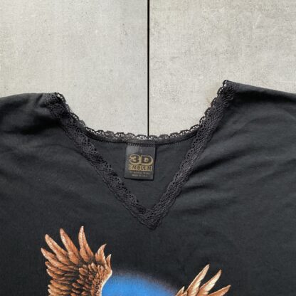 1987 3D Emblem  Harley Davidson Eagle & Roses Woman Top - Image 3