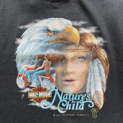 1988 3D Emblem Harley Davidson Nature's Child Woman Top - Image 2