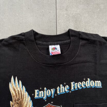 1990 Harley Davidson Enjoy The Freedom Pocket T-Shirt - Image 3